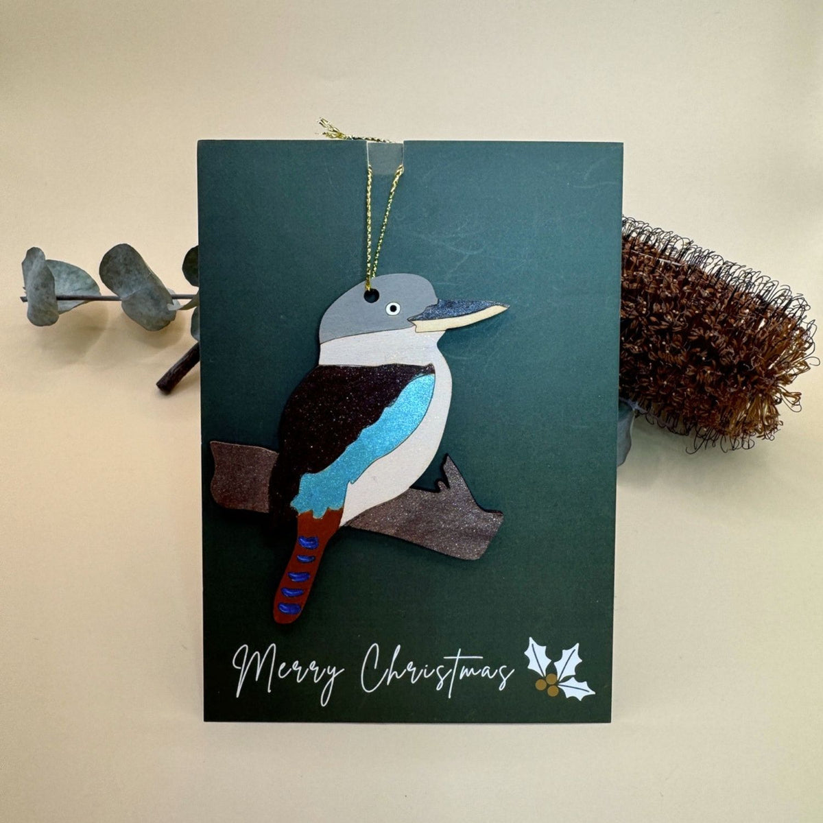 Laughing Kookaburra Hand Painted Australiana Christmas Decoration