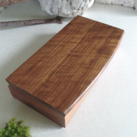 Larger Routed Wooden Box- Tasmanian Blackwood with Fiddleback lid.