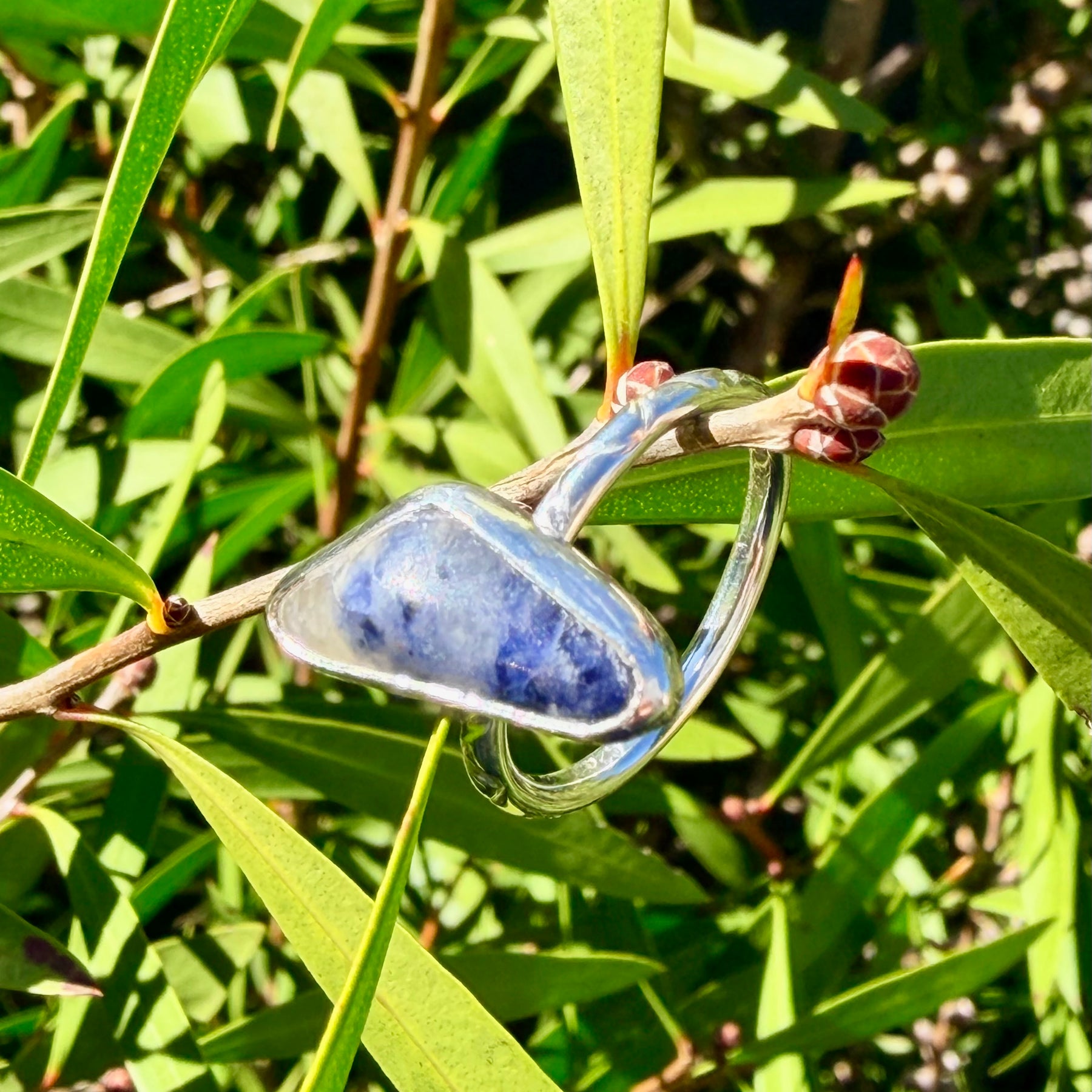 Blue Boomerang Sterling Silver Ring