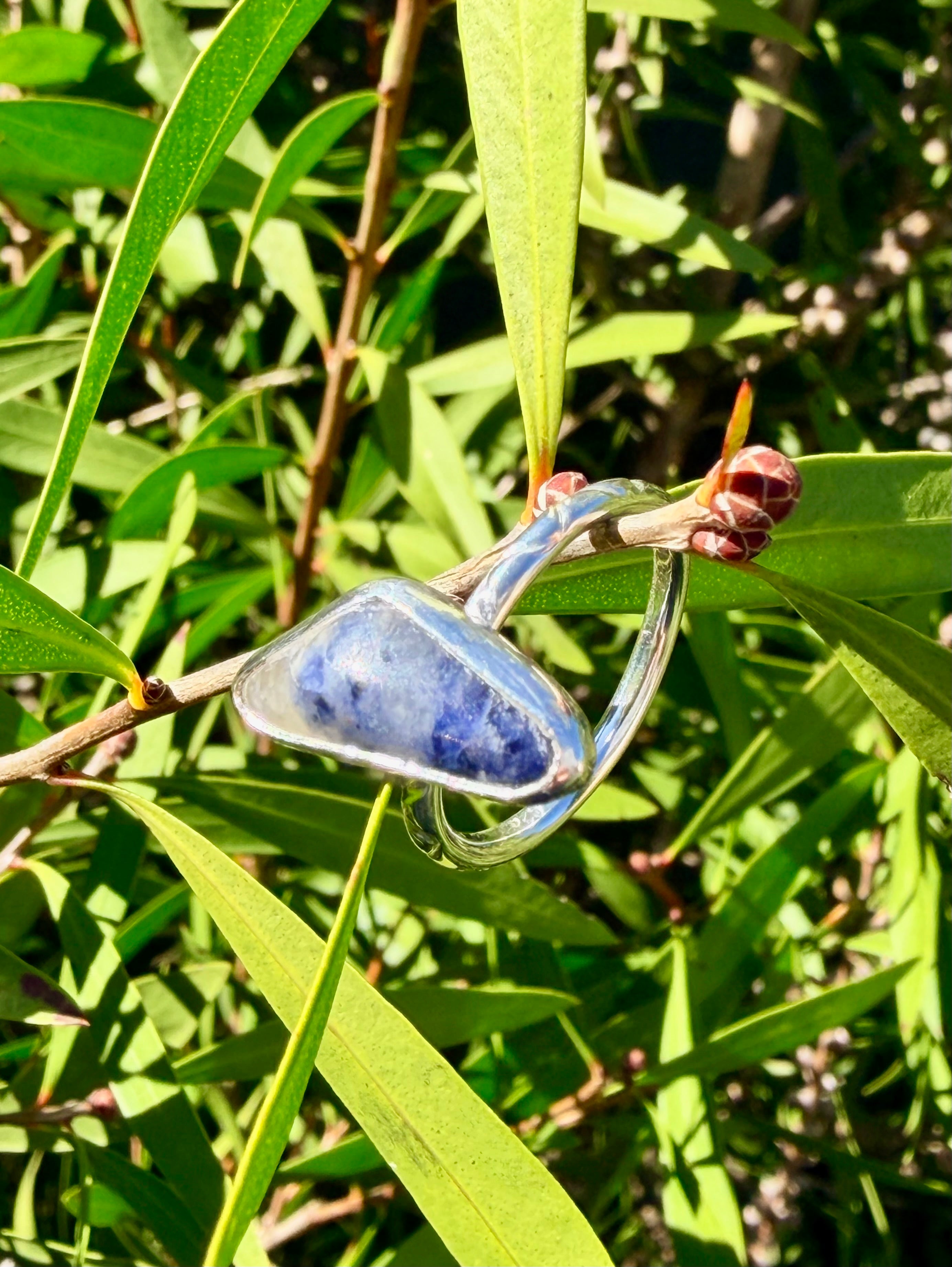Blue Boomerang Sterling Silver Ring