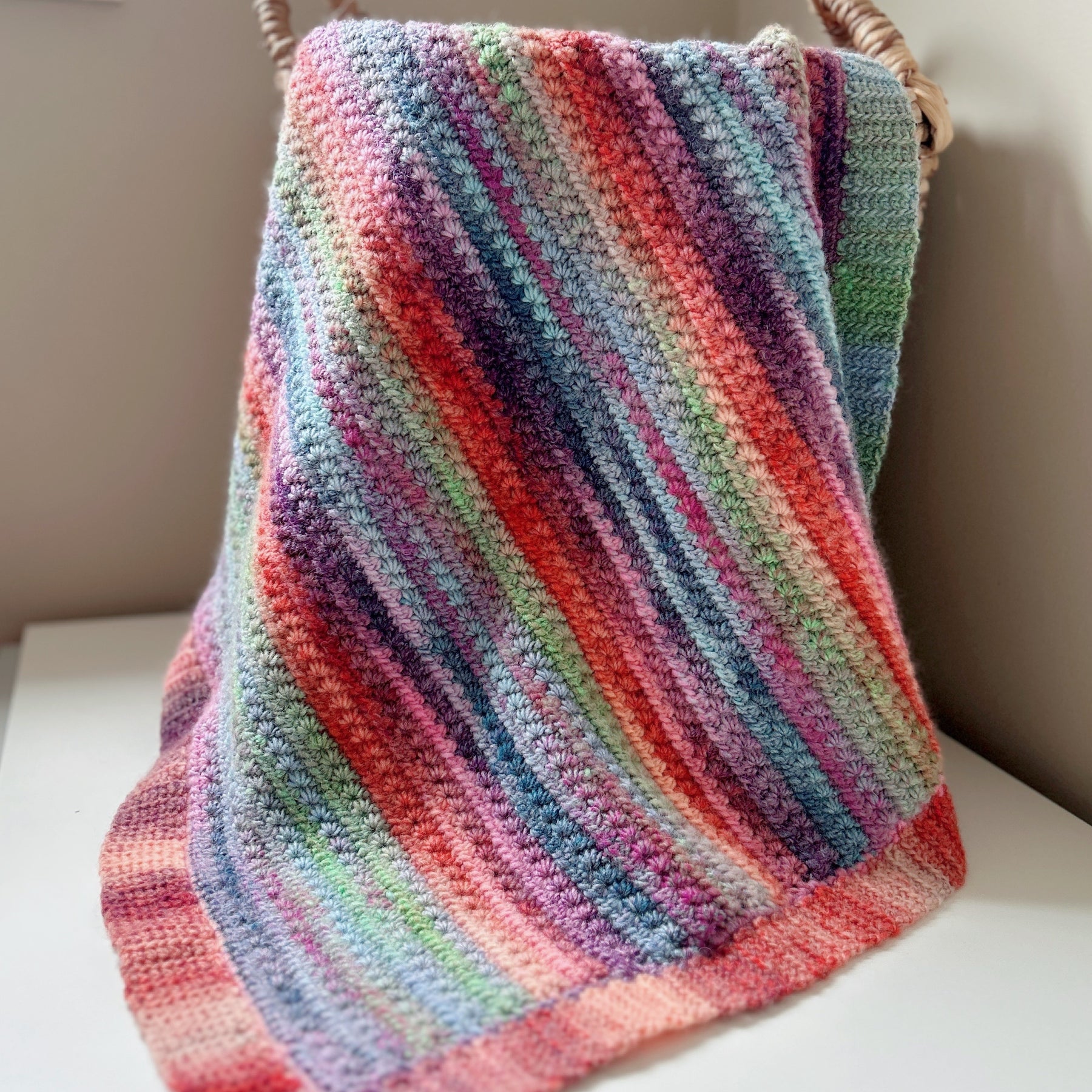 Pastel Rainbow Crochet Baby Blanket | Handmade Baby Blanket, One of a Kind