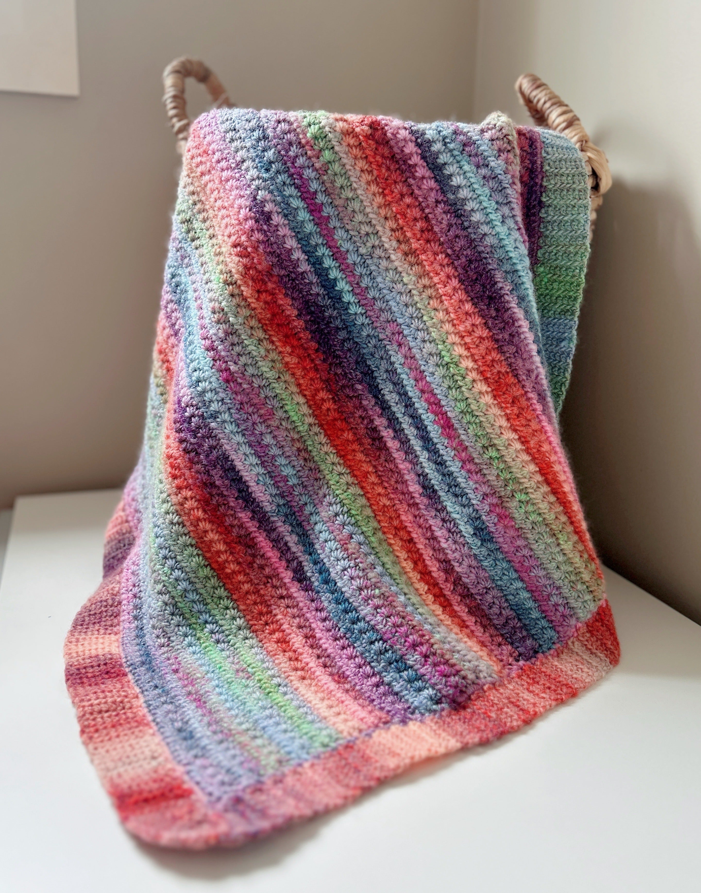 Pastel Rainbow Crochet Baby Blanket | Handmade Baby Blanket, One of a Kind