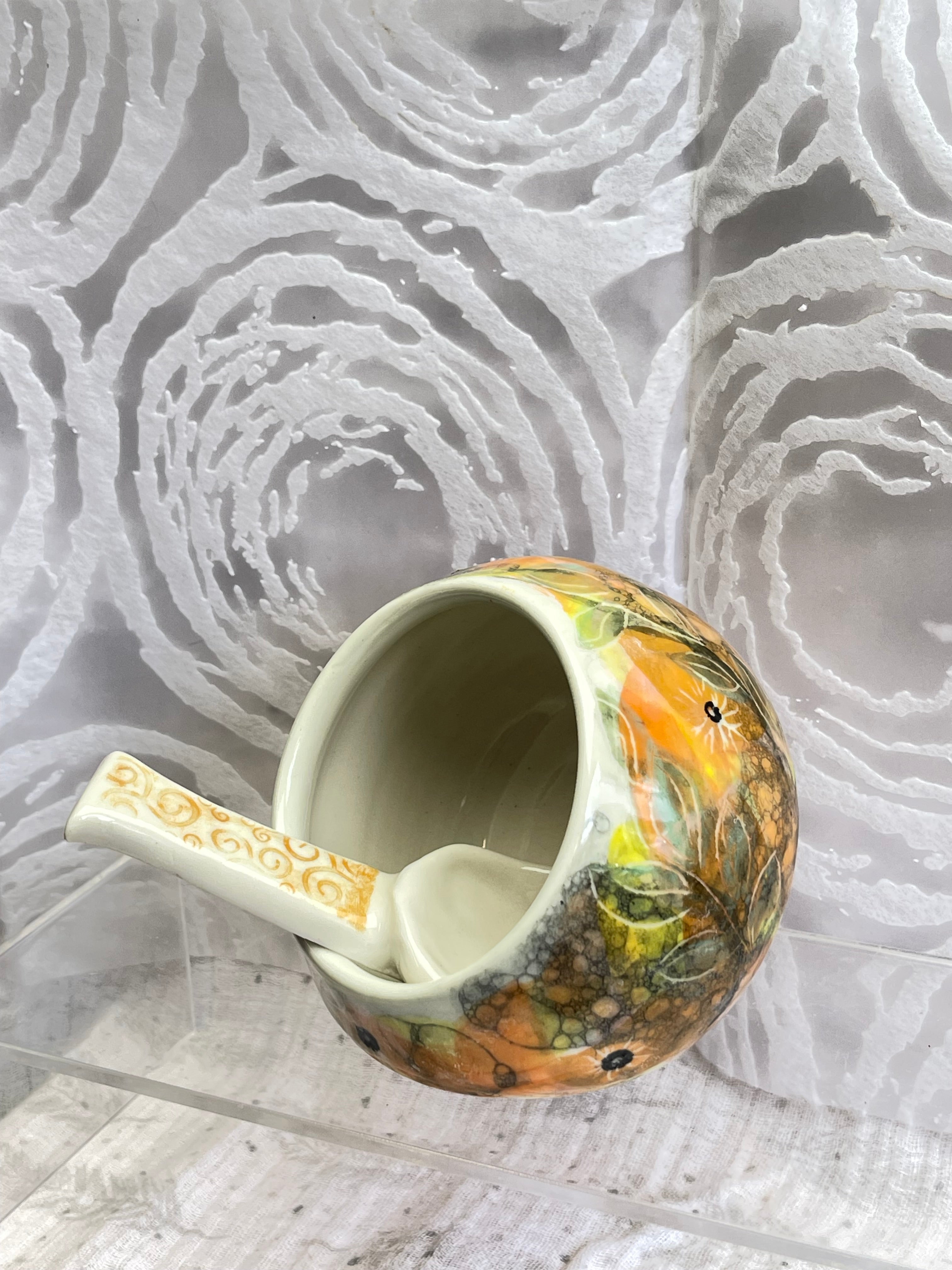 Ceramic Salt Pig with Ceramic Spoon