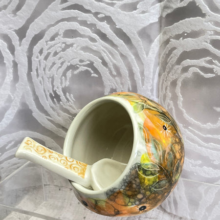 Ceramic Salt Pig with Ceramic Spoon