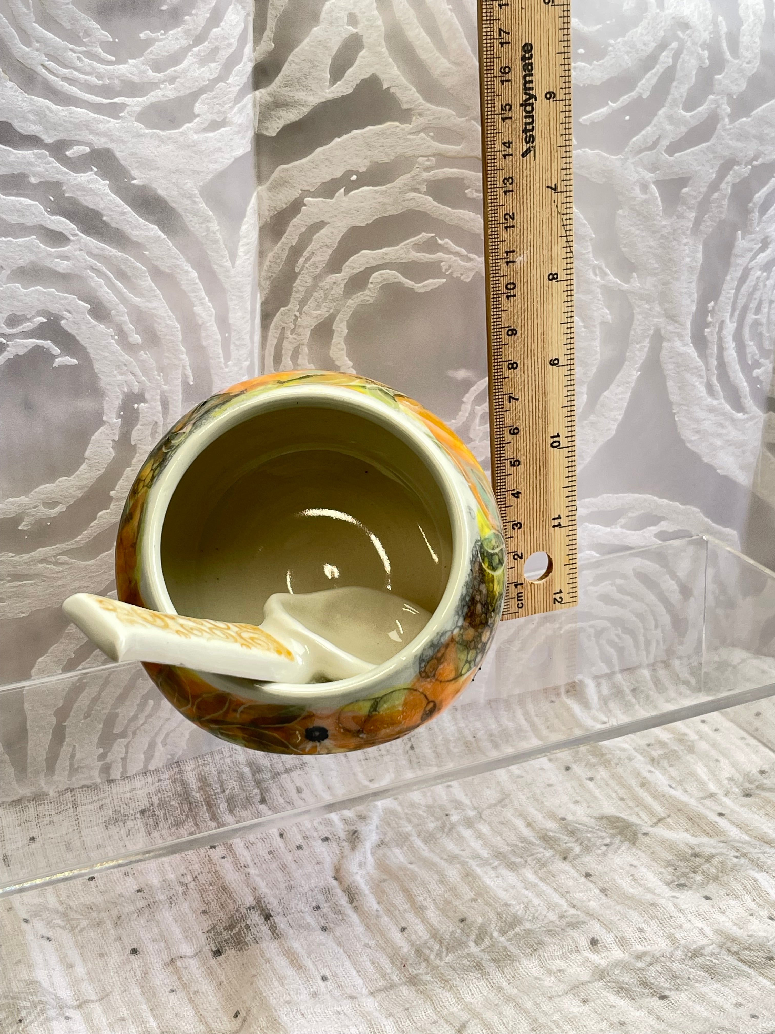 Ceramic Salt Pig with Ceramic Spoon