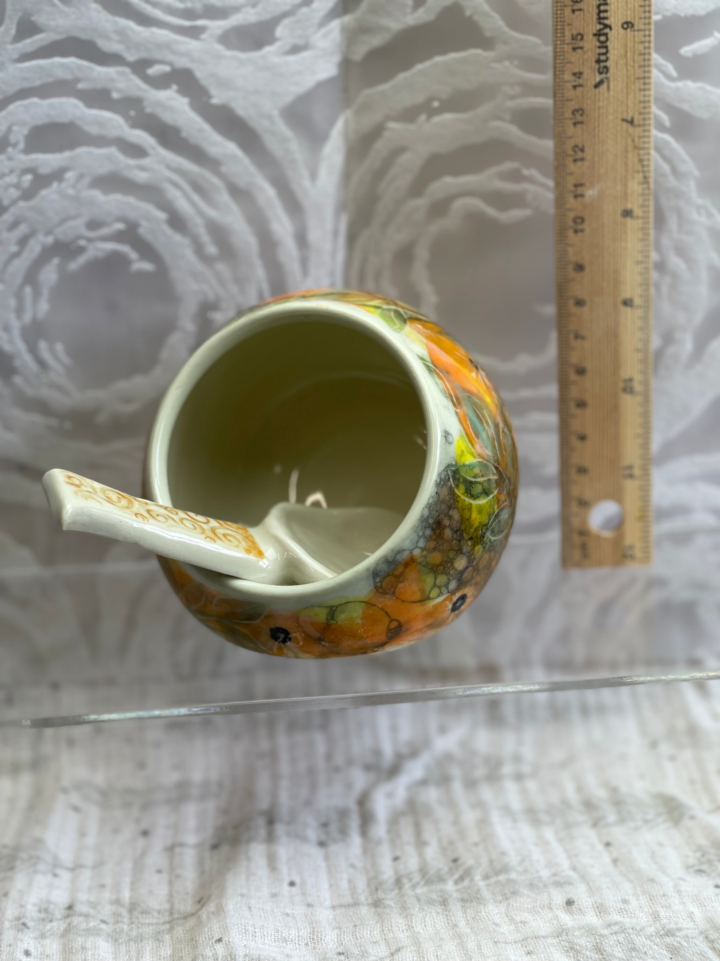 Ceramic Salt Pig with Ceramic Spoon