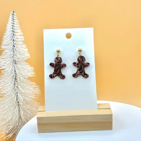 Handmade Gingerbread Man Earrings – Christmas Edition