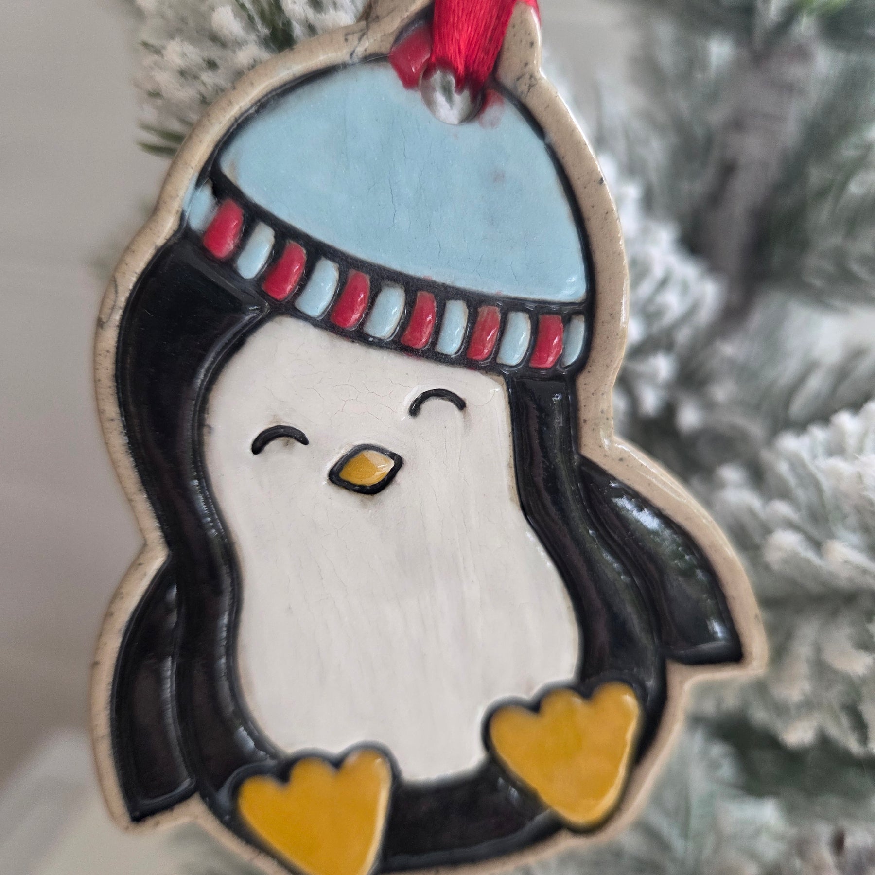 Ceramic Penguin Christmas Decoration