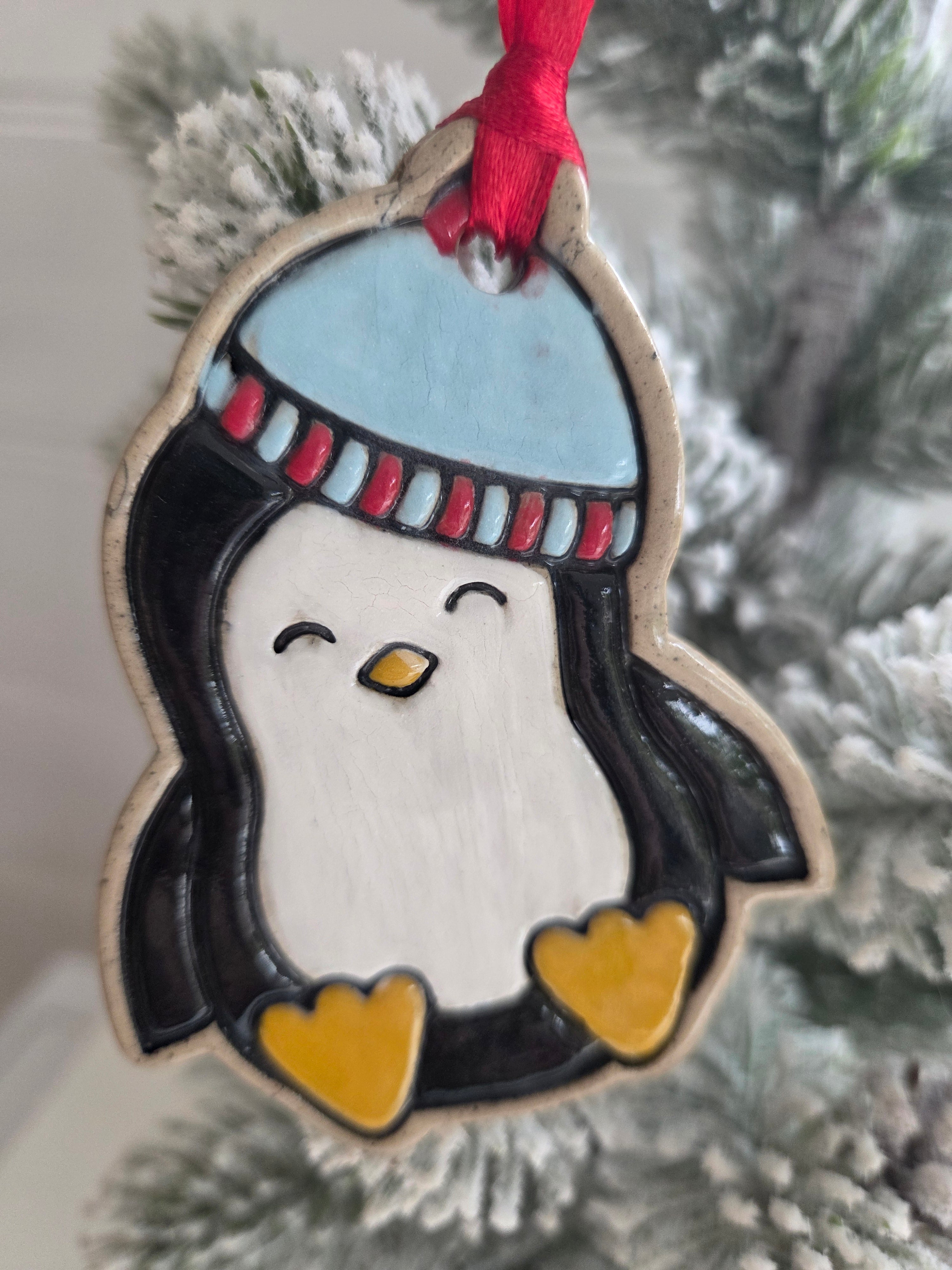 Ceramic Penguin Christmas Decoration