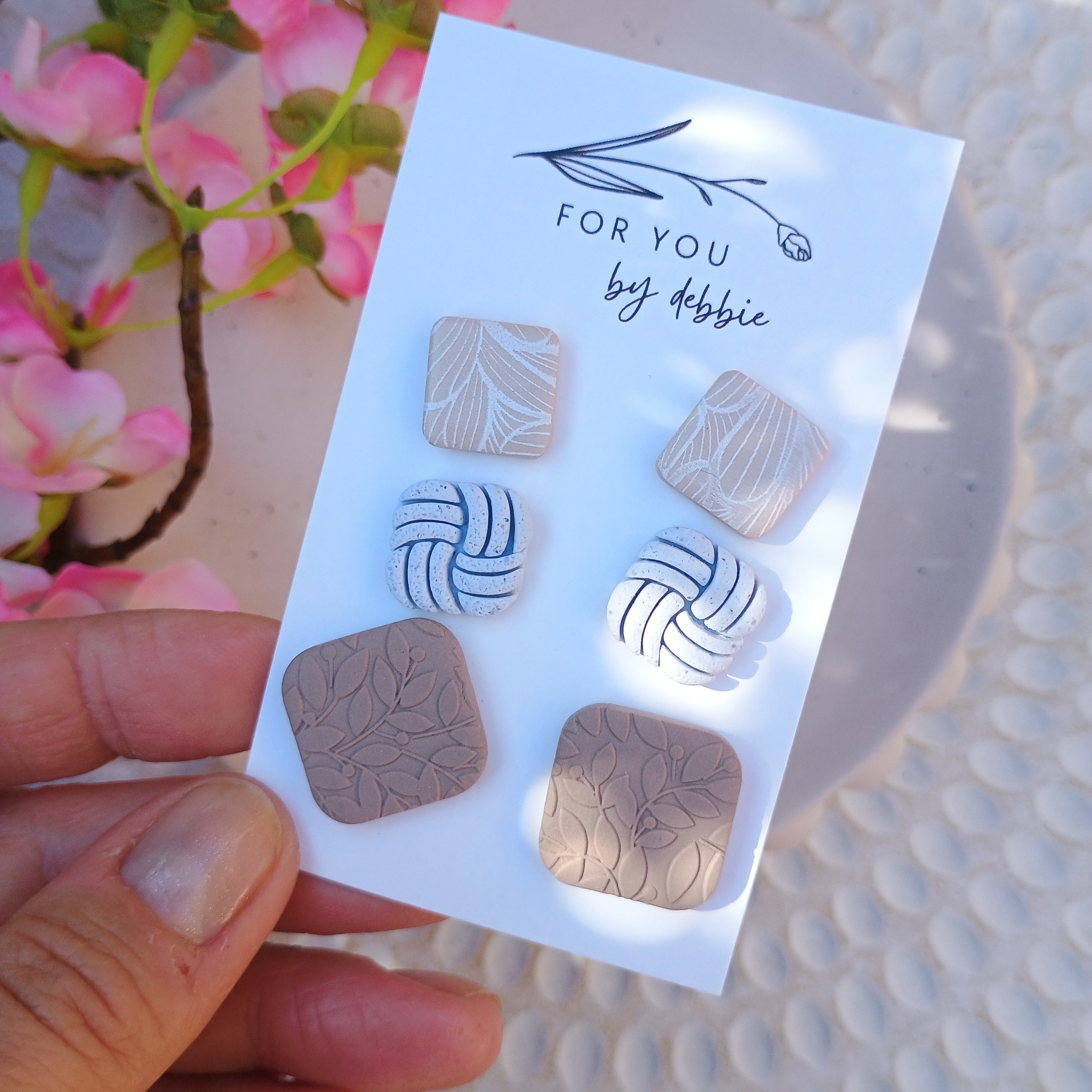 Trio set stud earrings-neutrals
