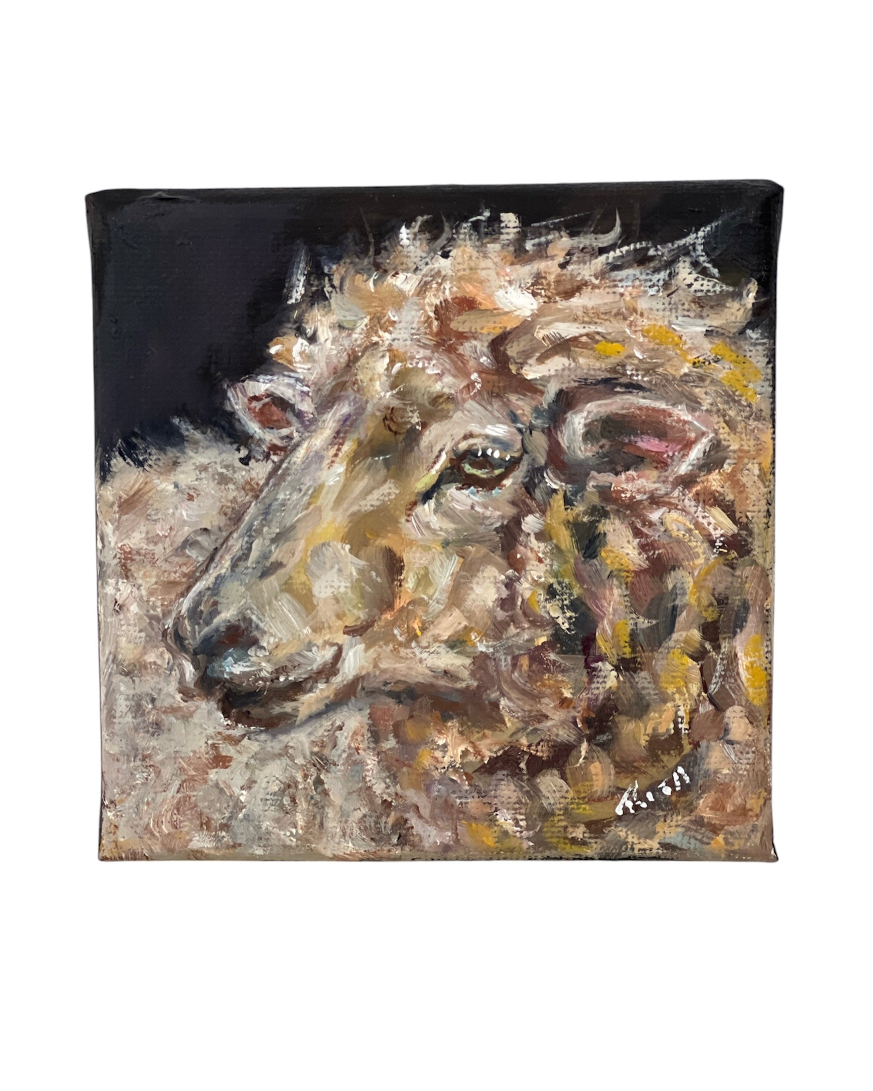 Woolly Wonder – Original Mini Sheep Oil Painting Art Gift