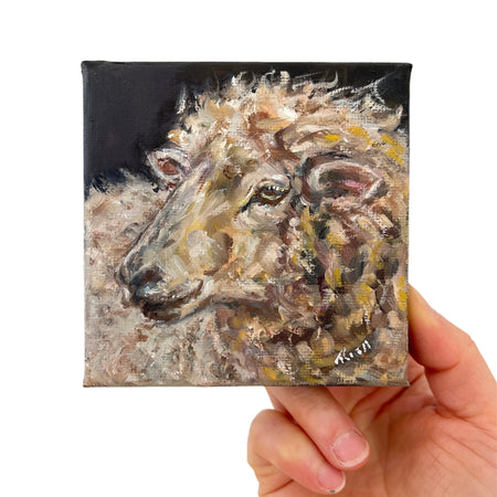 Woolly Wonder – Original Mini Sheep Oil Painting Art Gift