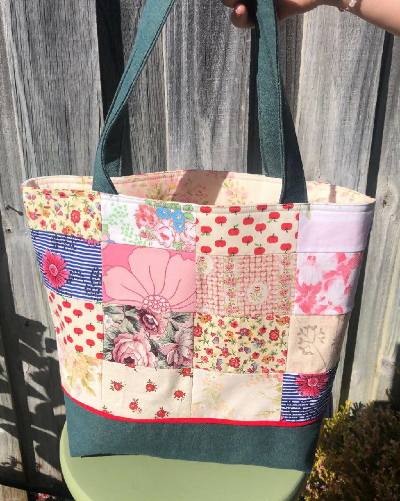 Pink Blush Tote Bag Vintage Design Handmade