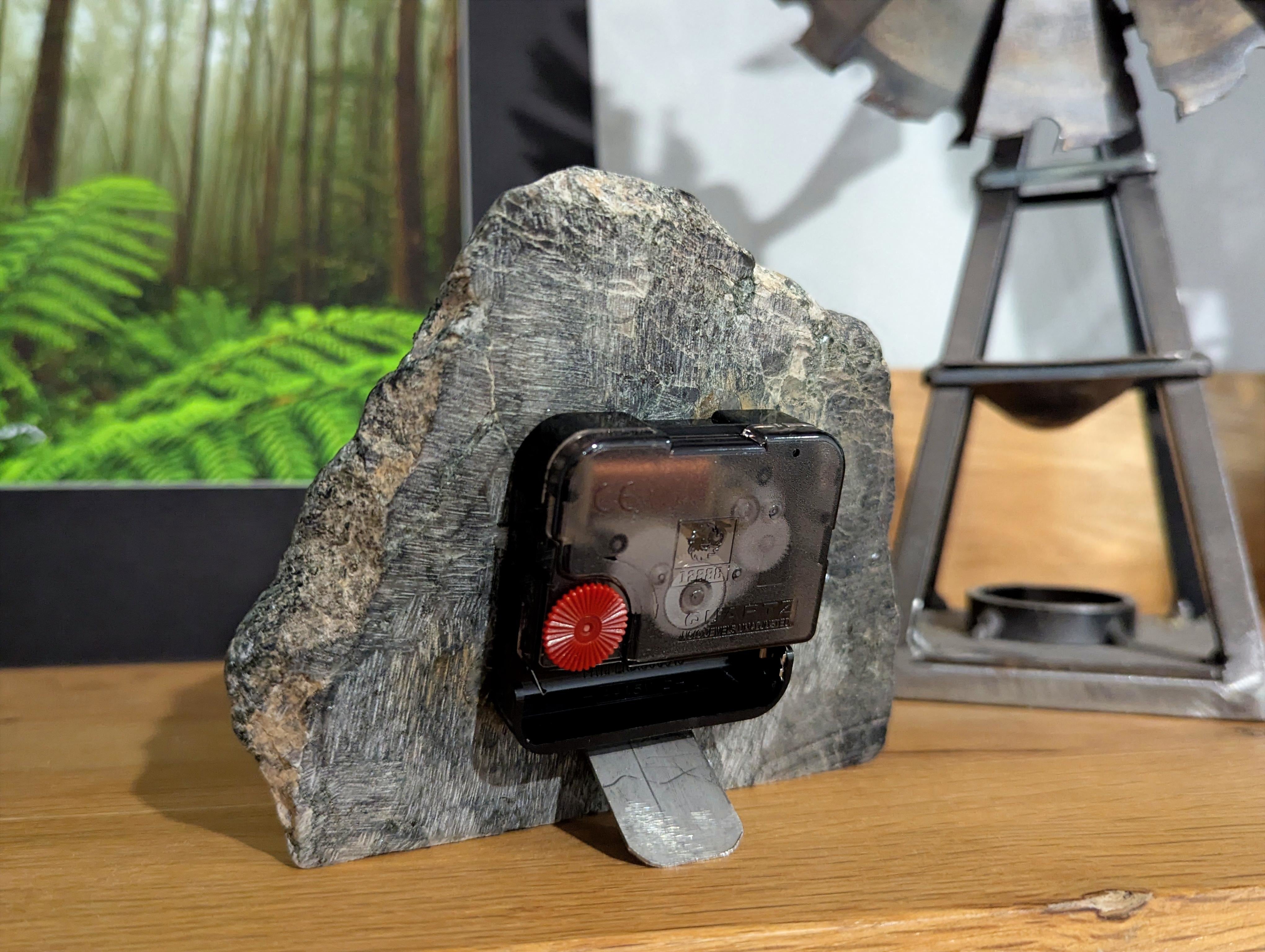 Polished Black & White Marble Stone Slab Clock