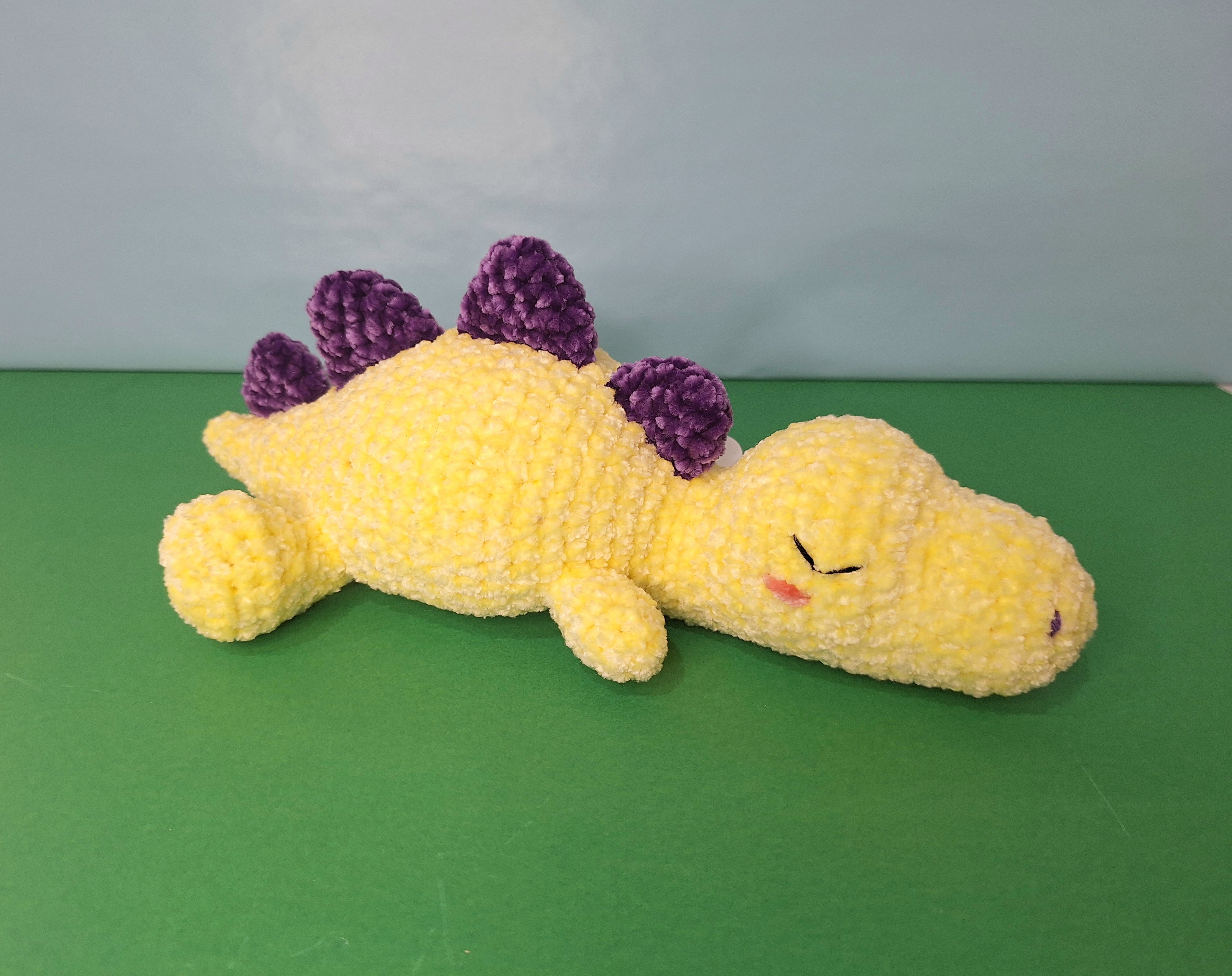 Yellow Sleepy Velvet Dinosaur- Plush Cuddle Toy