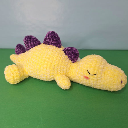 Yellow Sleepy Velvet Dinosaur- Plush Cuddle Toy