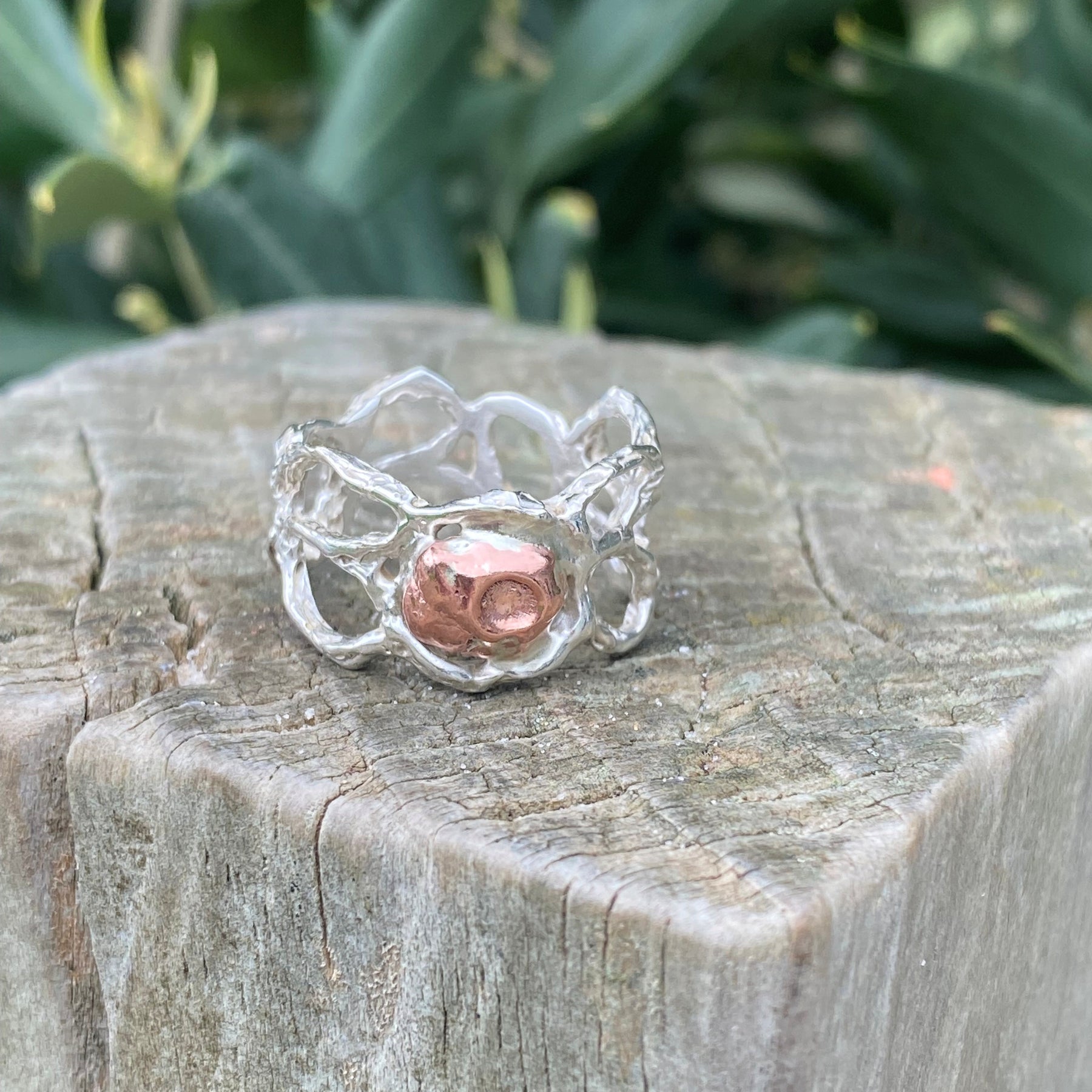 Delicate Strength Ring – Sterling Silver & Copper – Size N 1/2