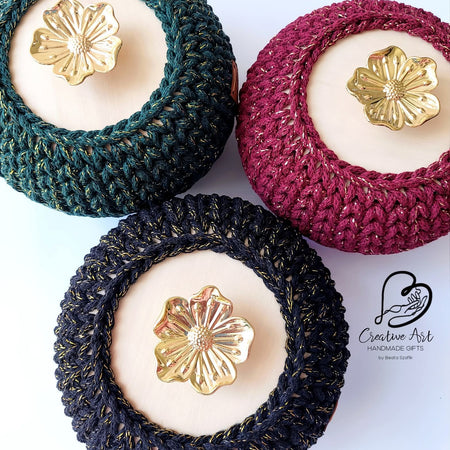 Golden Flower Trinket Basket with Lid