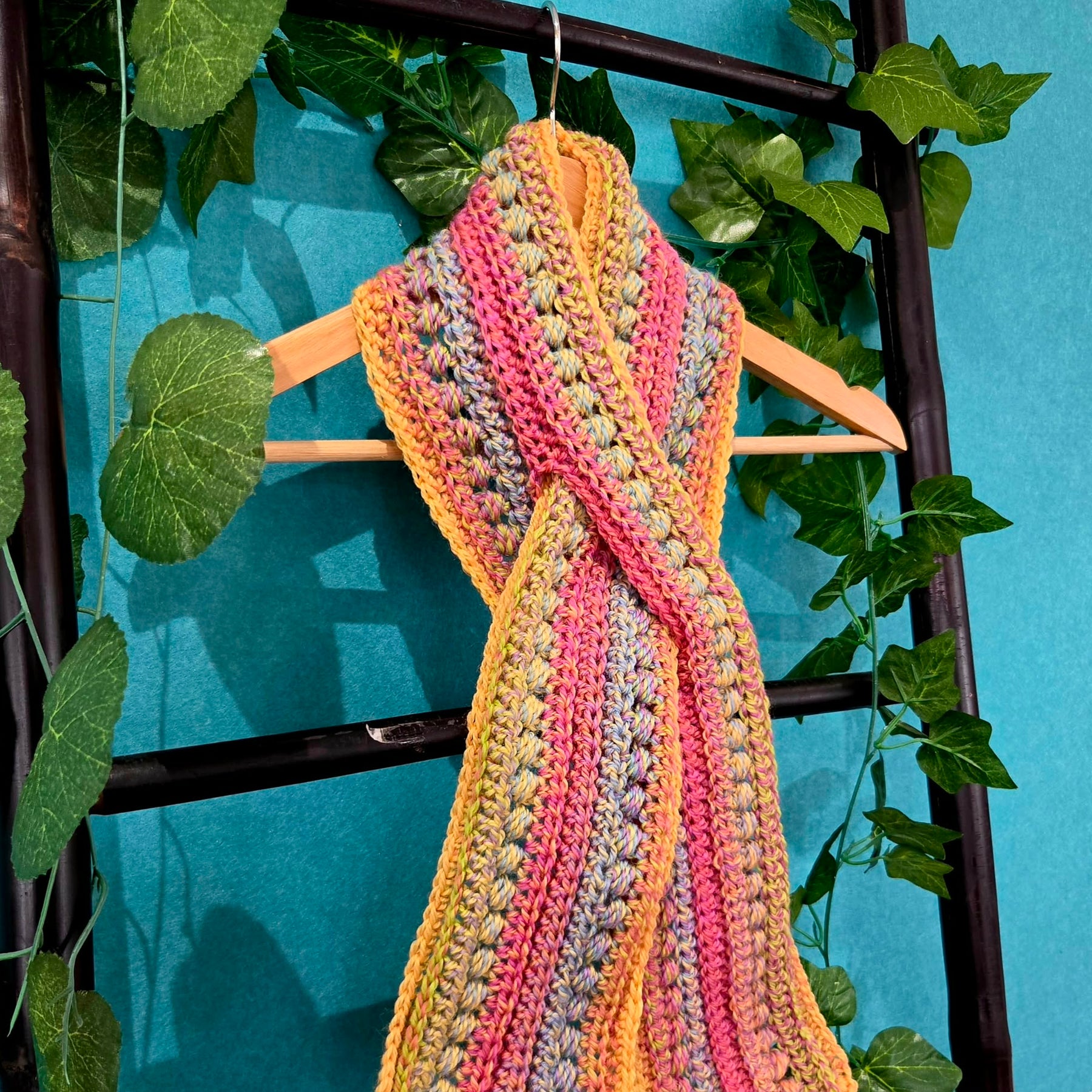 Crochet Keyhole Scarf | Handmade Adult Neckwarmer | Multi Colour Scarf