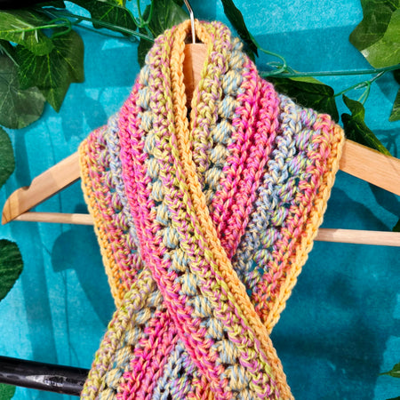 Crochet Keyhole Scarf | Handmade Adult Scarf | Multi Colour Scarf
