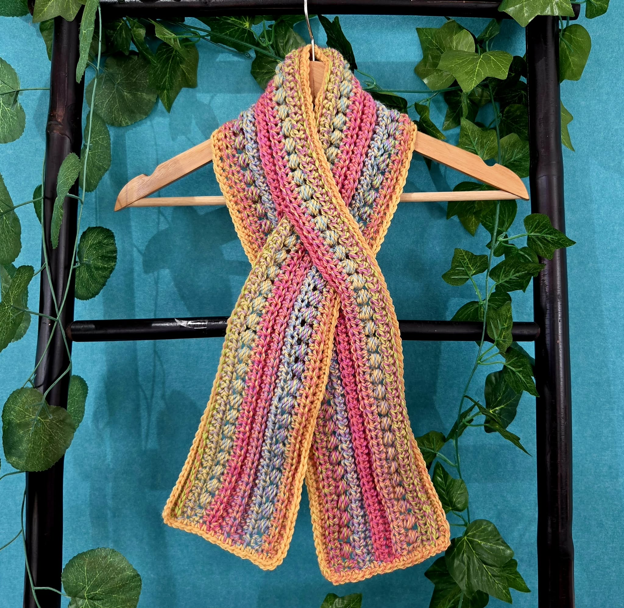 Crochet Keyhole Scarf | Handmade Adult Scarf | Multi Colour Scarf