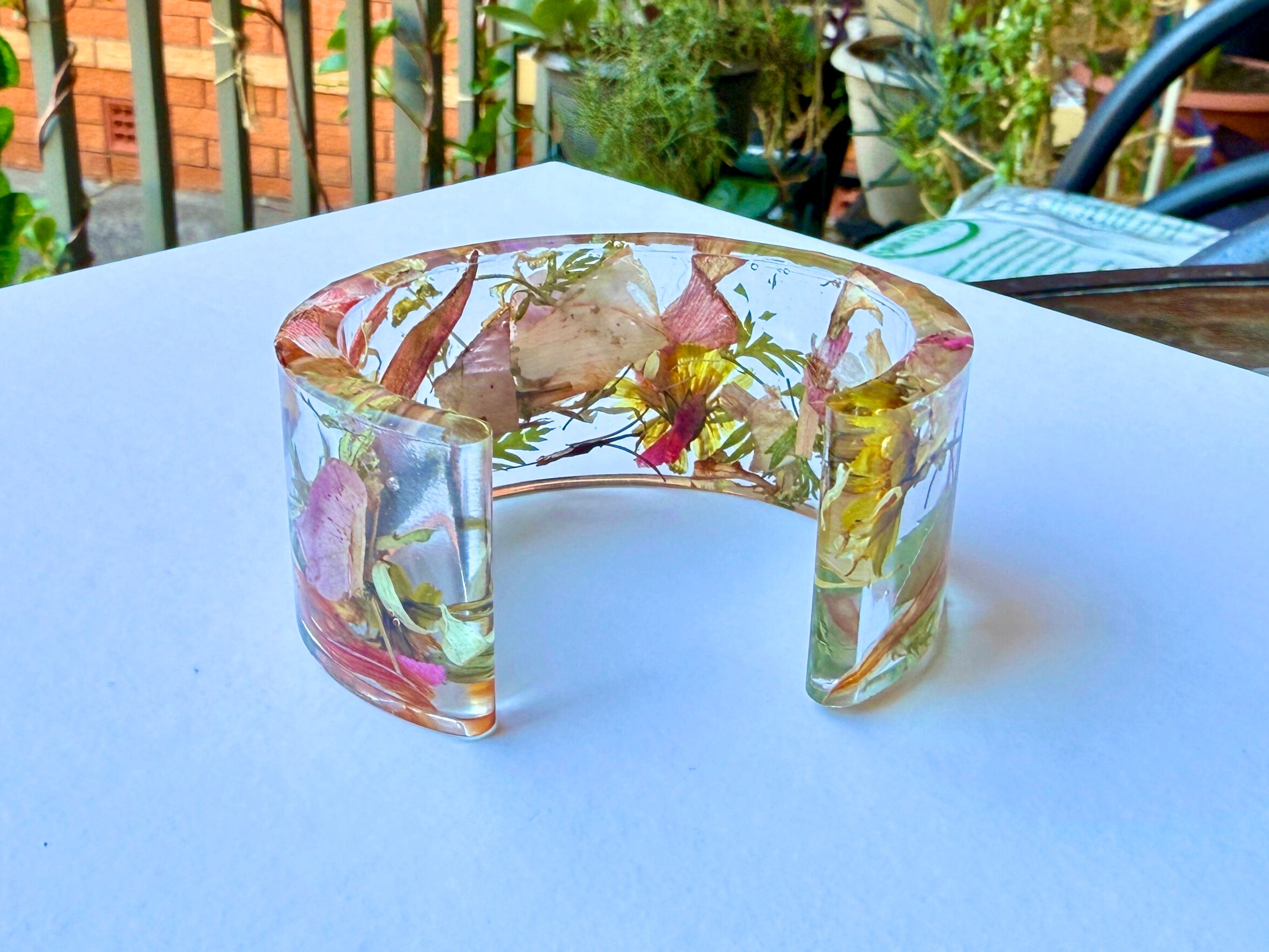 Handmade Pressed Flower Resin Bangle