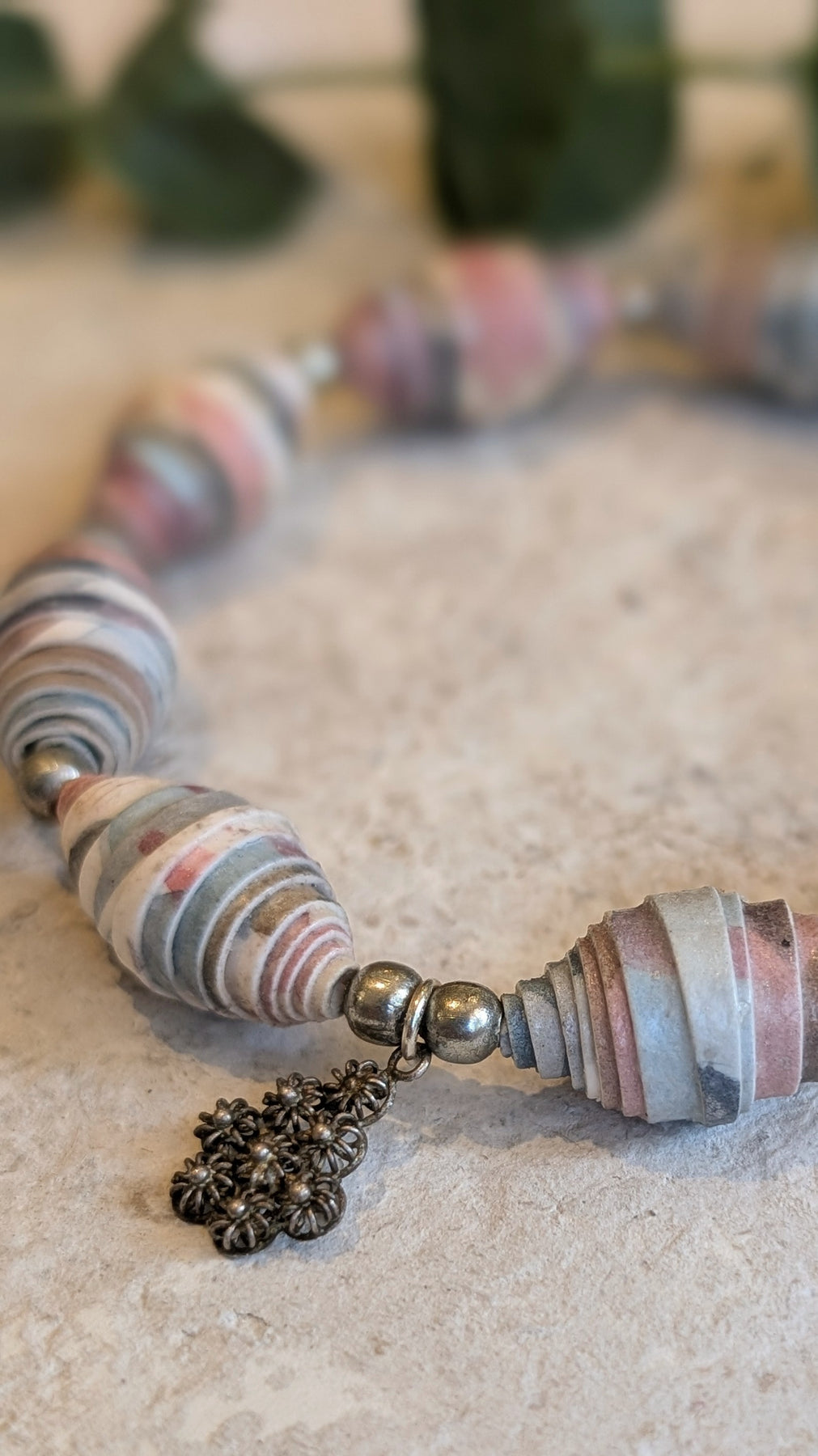 Handmade Paper Bead Bracelet – Botanical Tones, Sustainable Jewellery