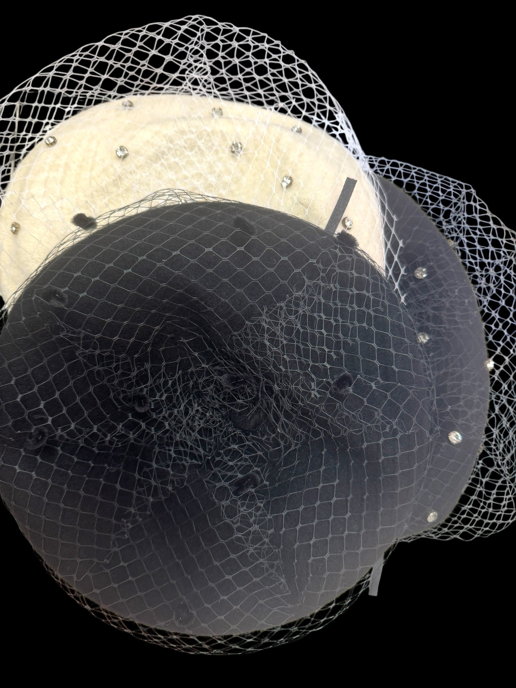 Black French Beret with Veiling