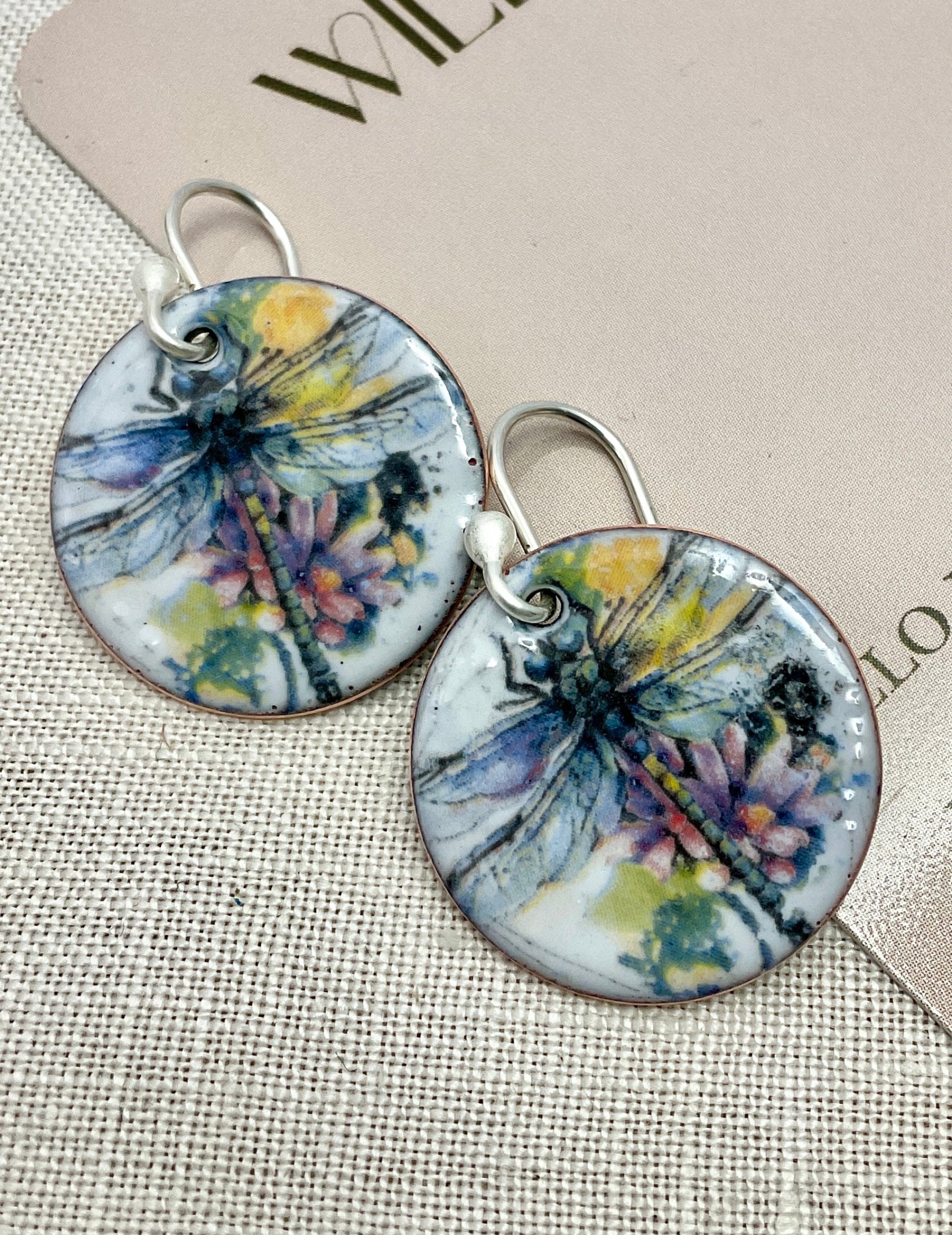 Butterflies and Dragonflies. Enamel earrings. Handmade