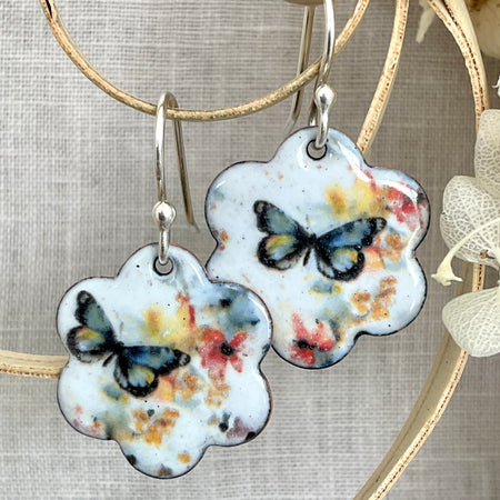 Butterflies. Enamel earrings. Handmade 3 styles