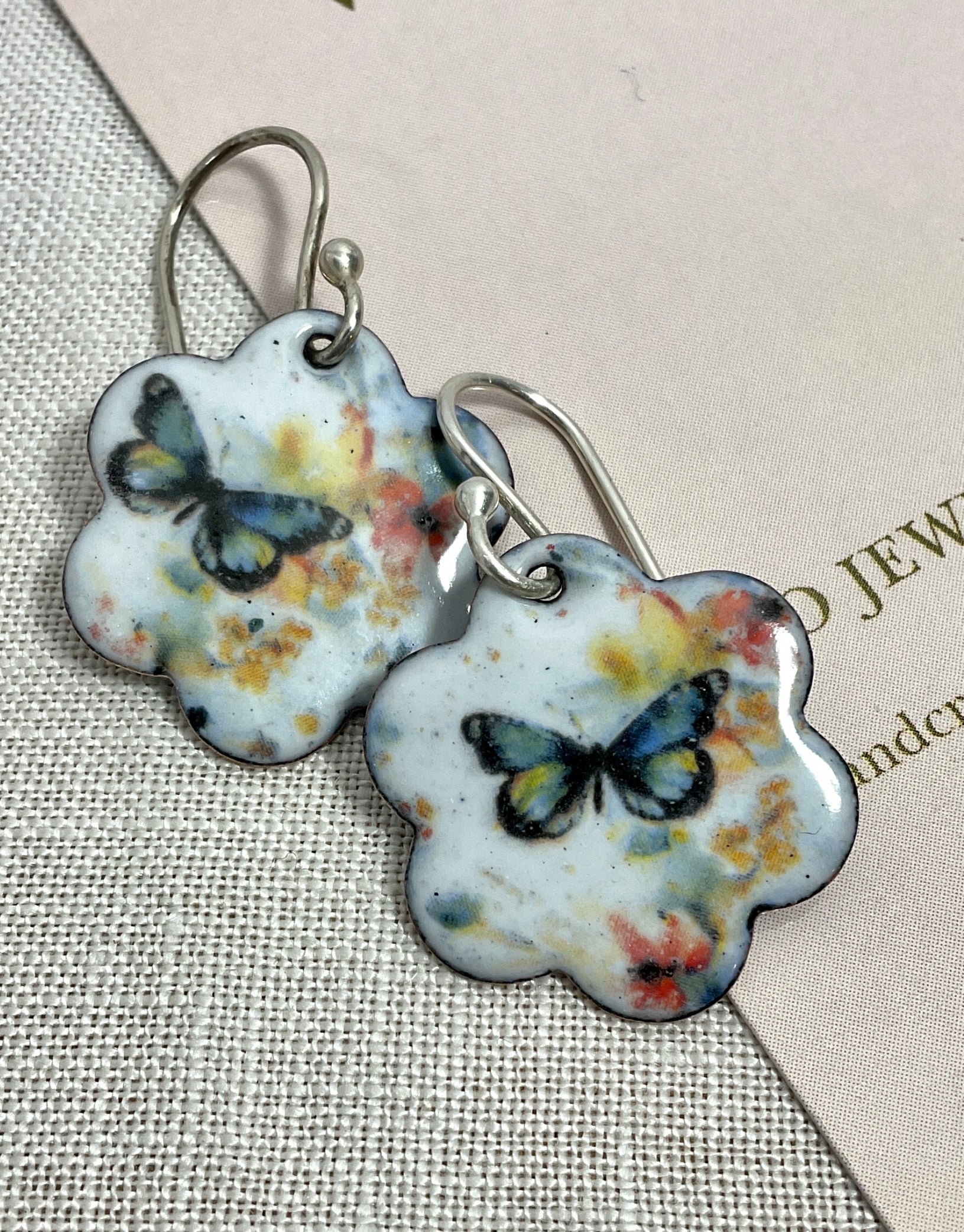 Butterflies and Dragonflies. Enamel earrings. Handmade