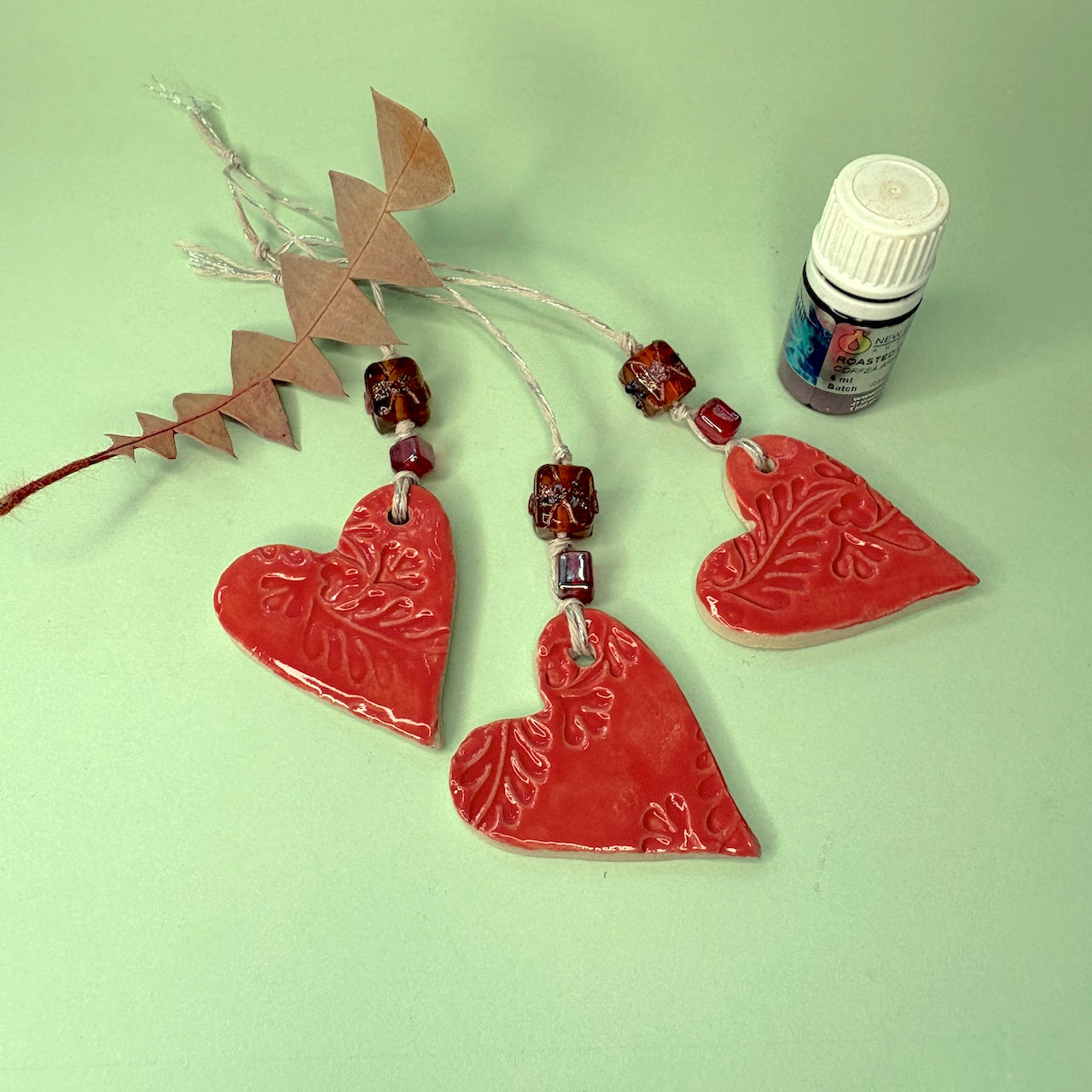 Ceramic handcrafted heart gift tags – set of 3 tags