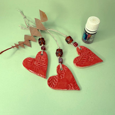 Ceramic handcrafted heart gift tags – set of 3 tags