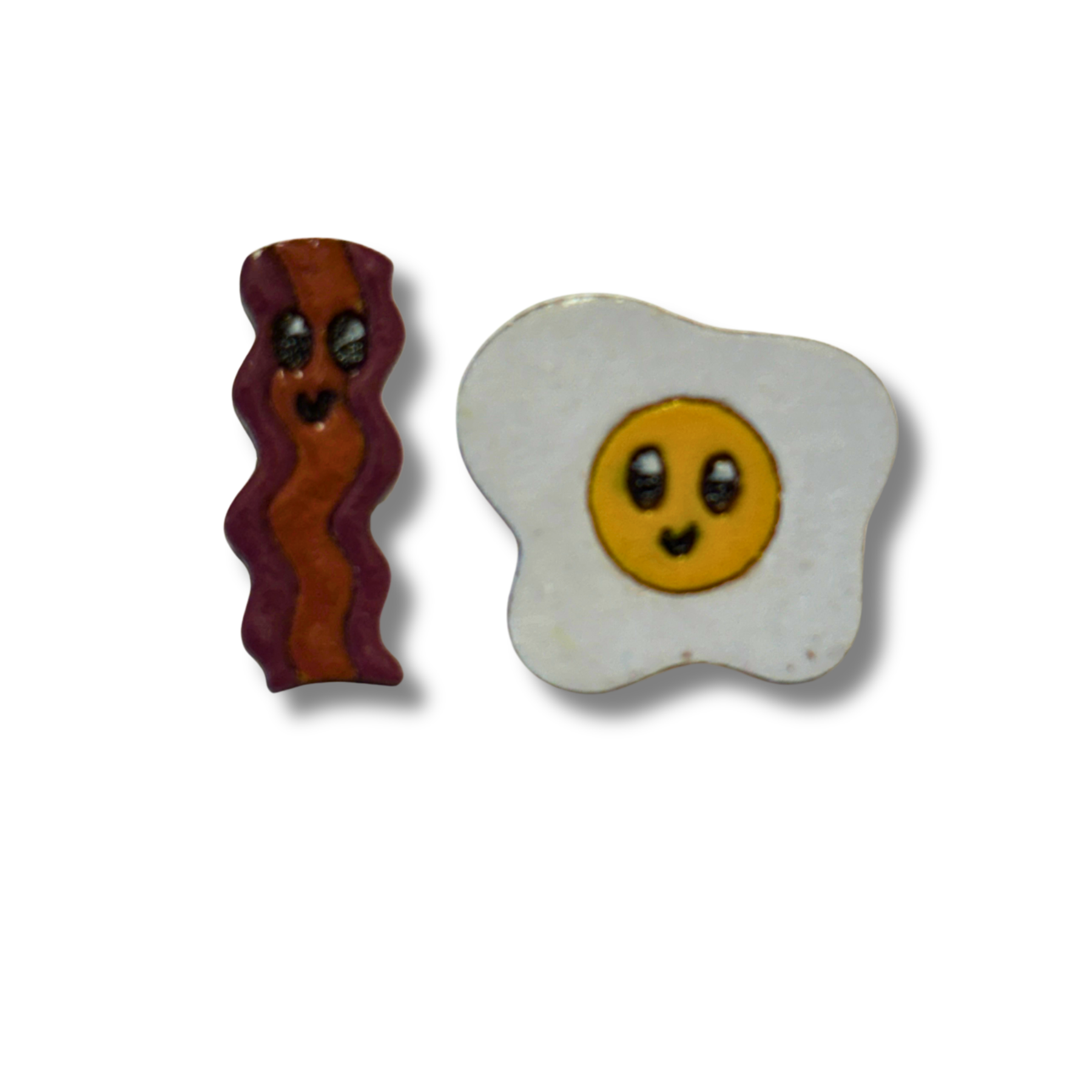 Bacon and egg studs - wooden, hand painted earrings