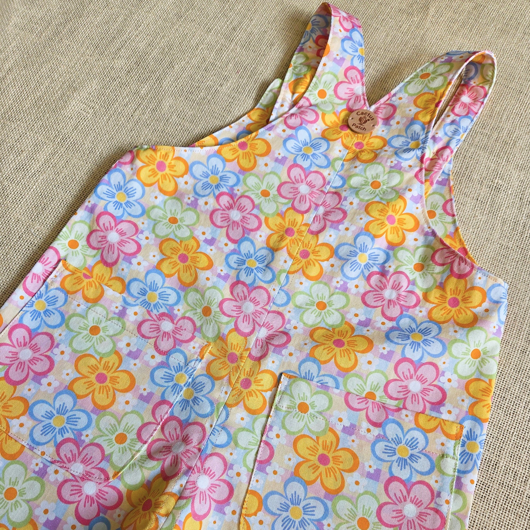 "Spring Pop" Bib-Front Short Overalls - Size 4 Years