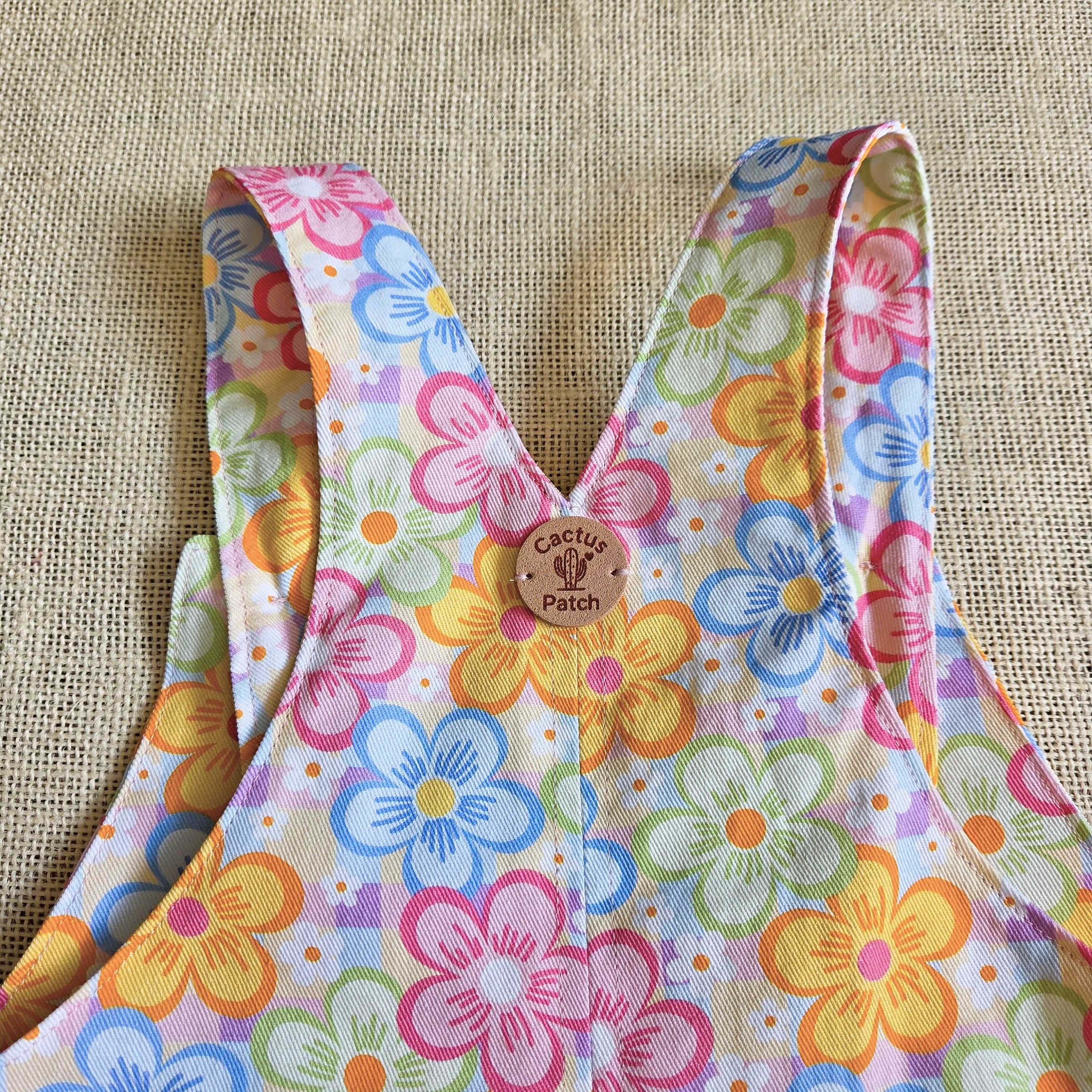 "Spring Pop" Bib-Front Short Overalls - Size 4 Years