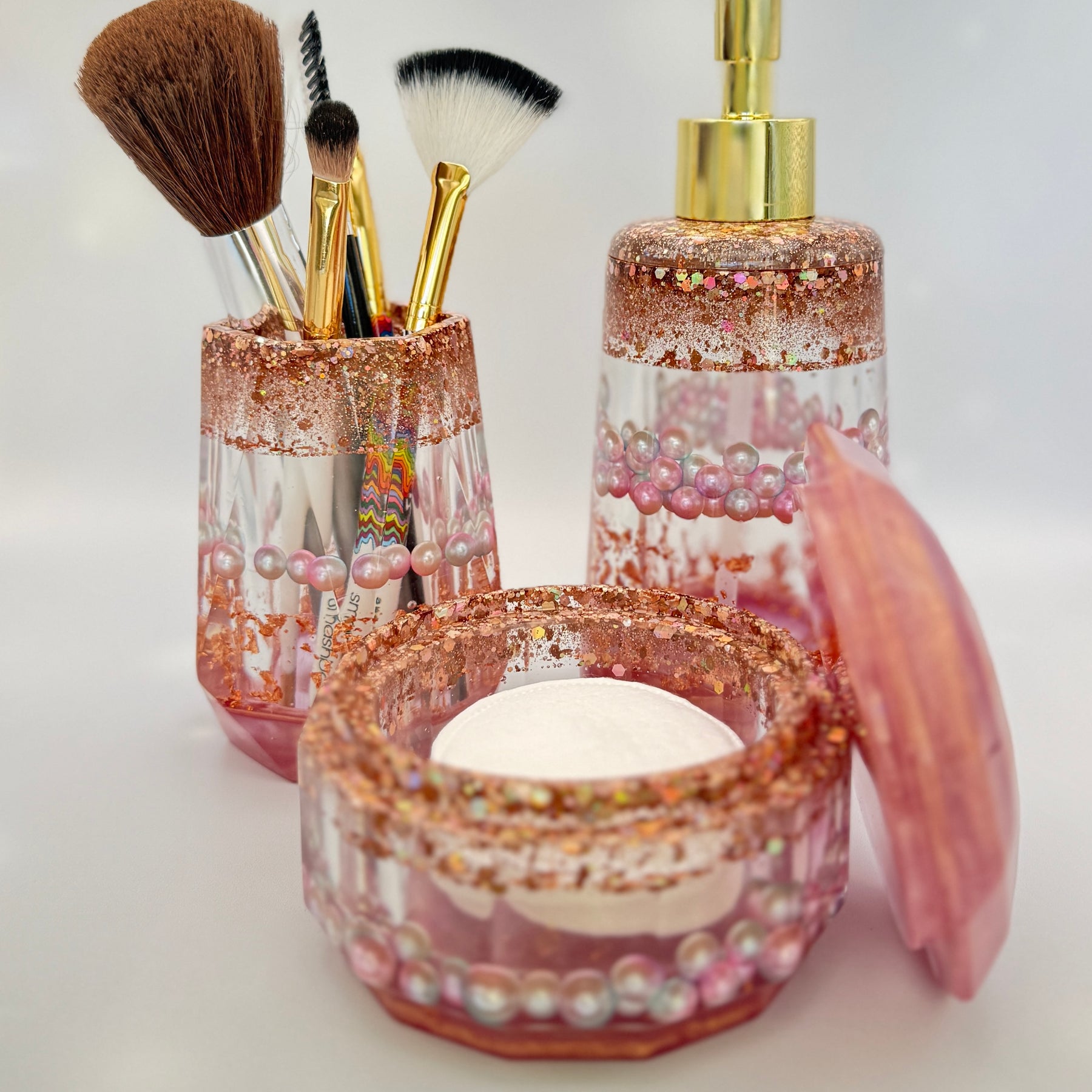 Resin Luxury Vanity Set - Gilded Rose Pearl