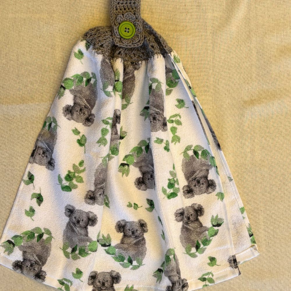 Crochet-Topped Cotton Hanging Towel - AUSTRALIAN