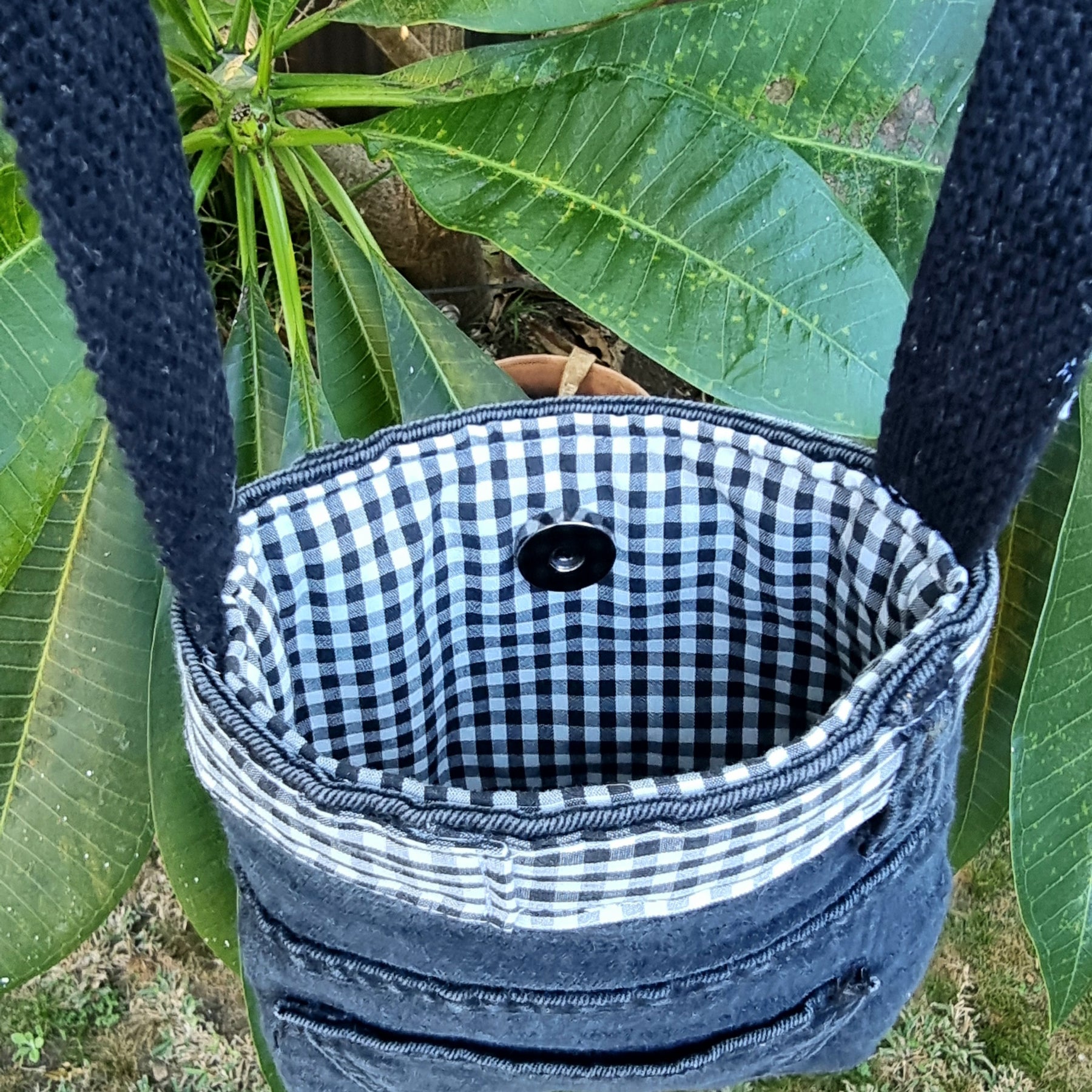 Upcycled Black Denim Jeans Crossbody Bag