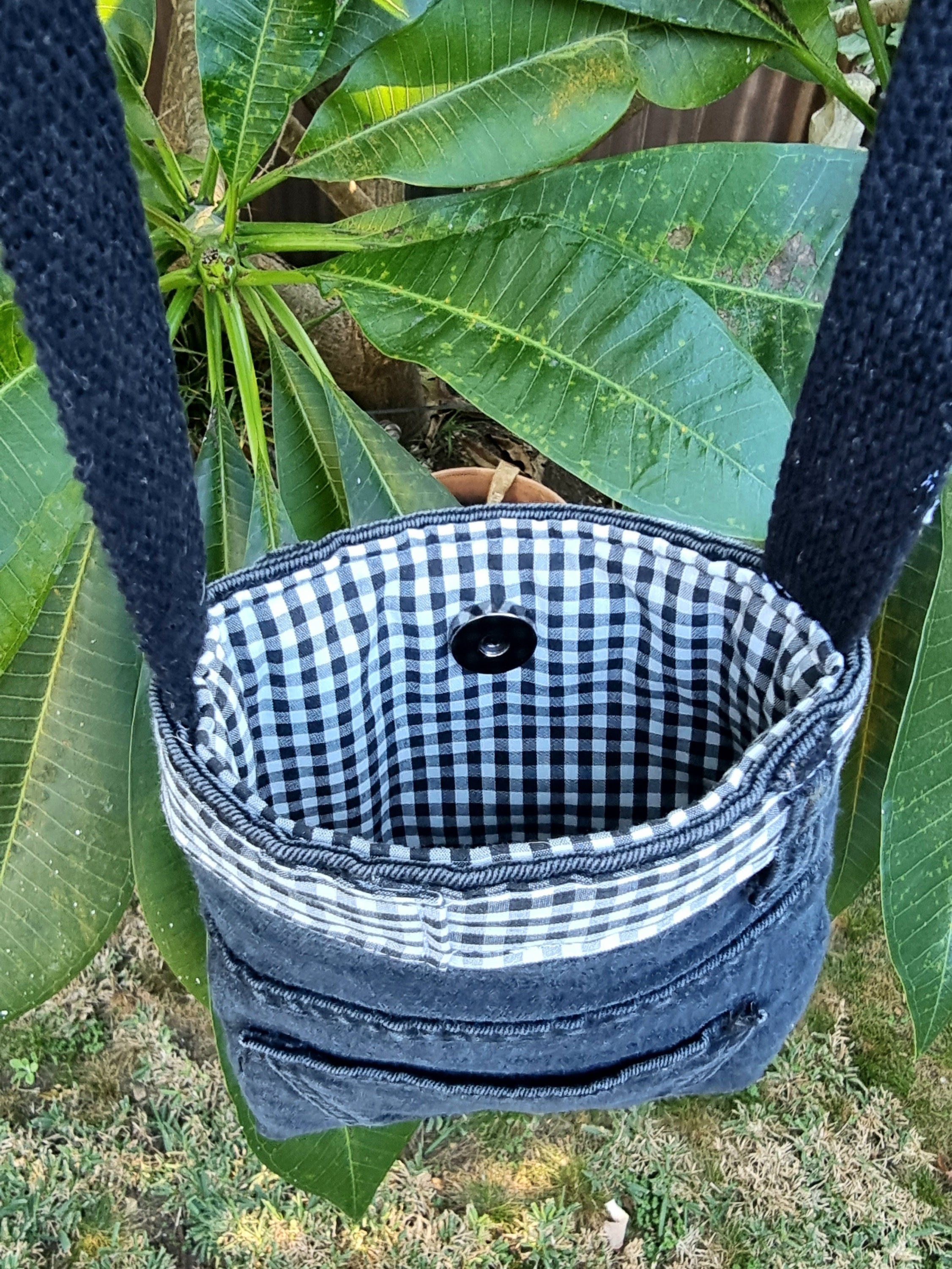 Upcycled Black Denim Jeans Crossbody Bag