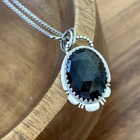 Sterling Silver and Golden Sheen Obsidian Oval Pendant