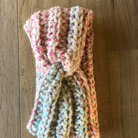 Hand Crocheted Headband | Super Chunky | Flecks of Turquoise and Mulberry