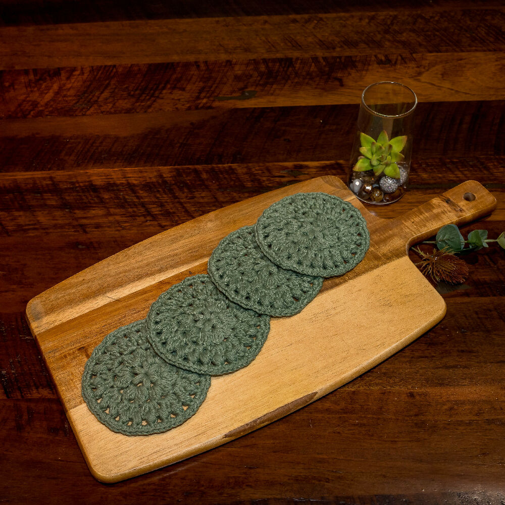 Organic Cotton Crocheted Coasters - Set of 4