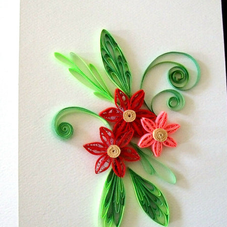 Red green quilled card, wall art