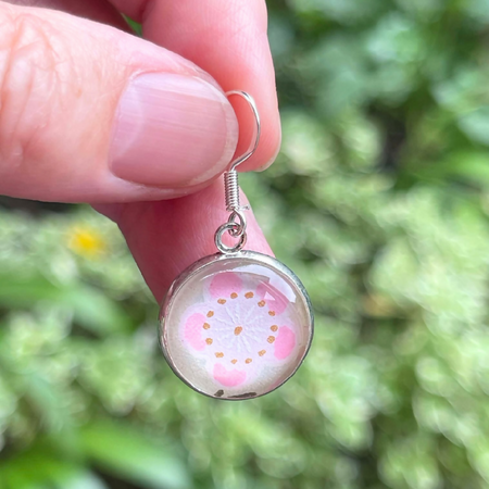 Cute Pink Earrings for Little Girls • Pink Cherry Blossom Design