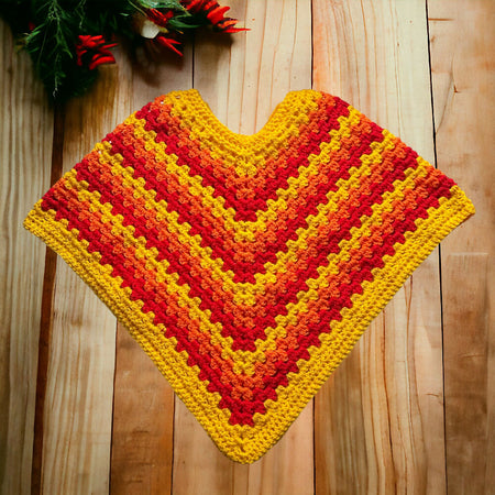 Sunshine - Handmade Crochet Childs Poncho ages 3-5 years