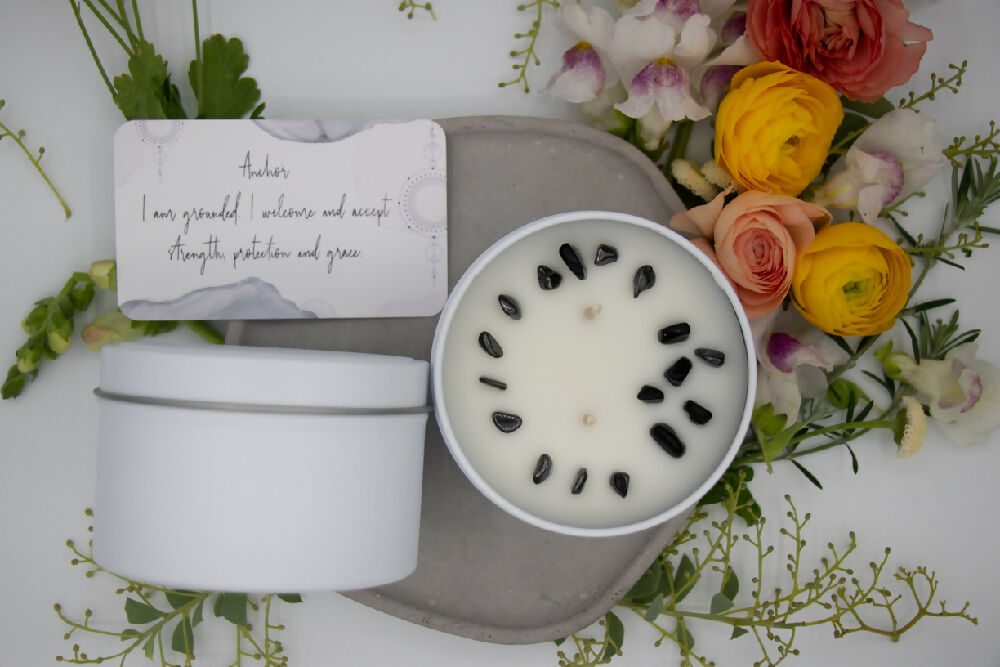 Anchor - crystal soy affirmation candle.