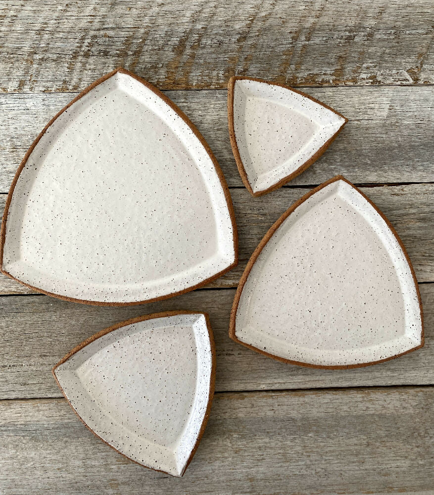 Triangular Ceramic Plate from Colours on Grey in $ different sizes. Rustic and Nordic inspired ceramics