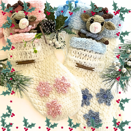 Xmas Stocking Handmade Crochet for Baby