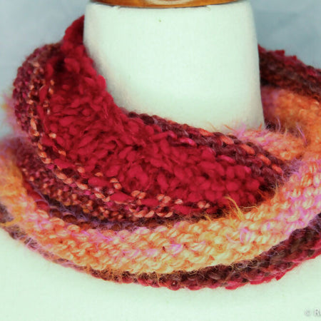 Peach Crumble Infinity Hand Knitted Scarf